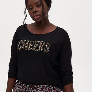 NWT Torrid Cheers Sequin Long Sleeve Lounge Sweatshirt SZ 3